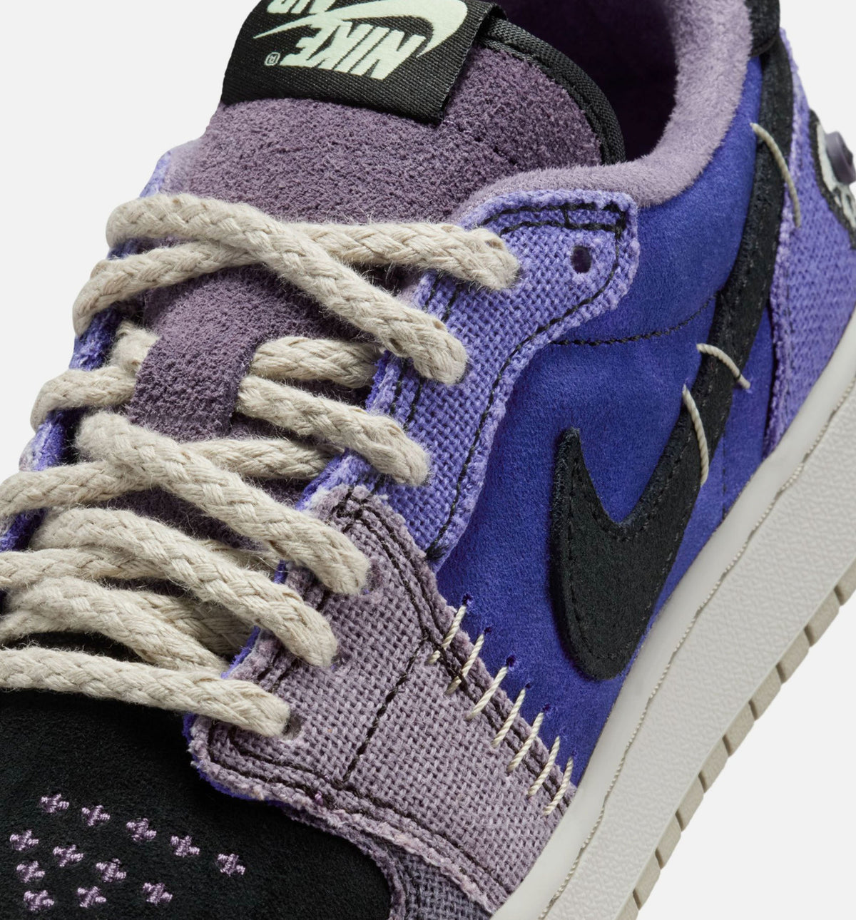 Air Jordan 1 Low OG 青少年生活方式运动鞋 - 皇室紫/蒸汽綦/黑/深葡萄色/曙光/浅銀
