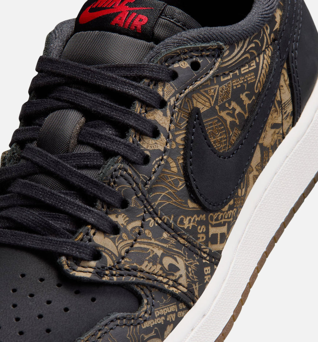 Air Jordan 1 Retro Low OG 大童生活方式运动鞋 - 黑色/大红/峰白（Laser Black And Varsity Red）