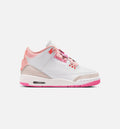 Air Jordan 3 Retro 大童生活方式运动鞋 - 珍珠粉/粉布第/粉色发光/超级橙（Spring Flowers）