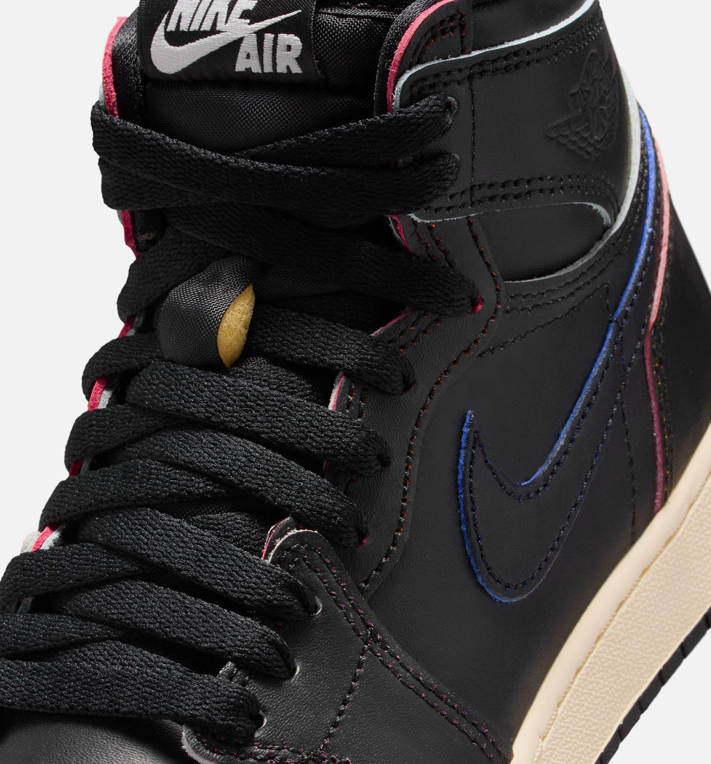 Air Jordan 1 Retro High OG 大童生活方式运动鞋 - 黑色/黑色/浅米色