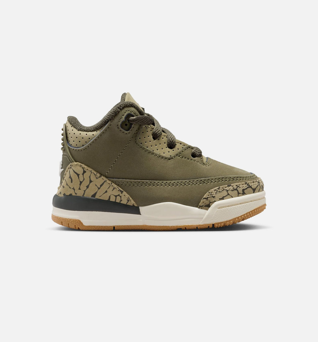 Air Jordan 3 Retro 婴幼儿生活方式运动鞋 - 中性橄榄绿/巪木/淡橄榄绿/帆白（Medium Olive）