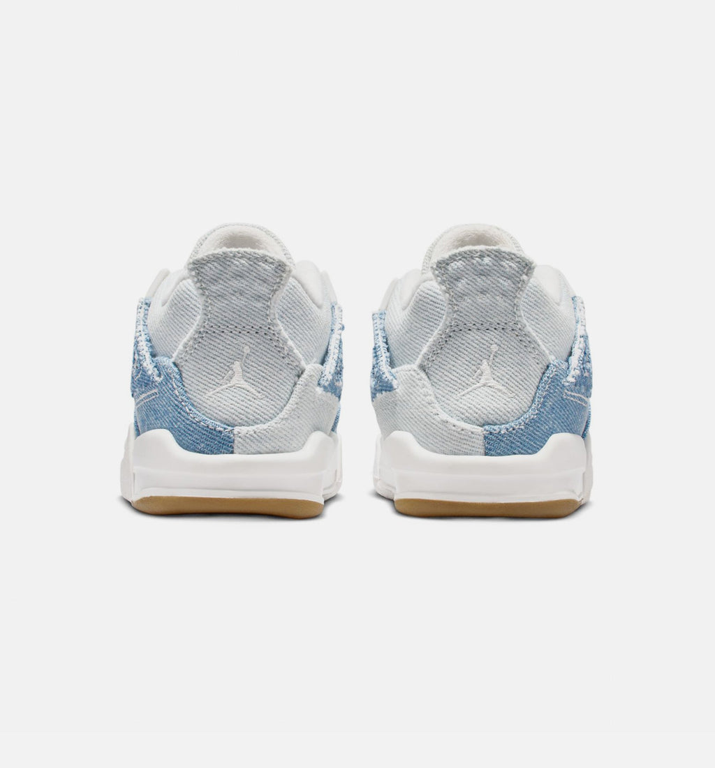 Air Jordan 4 Retro Worn Blue 婴幼童运动鞋 - 帆白/做旧蓝/金属金
