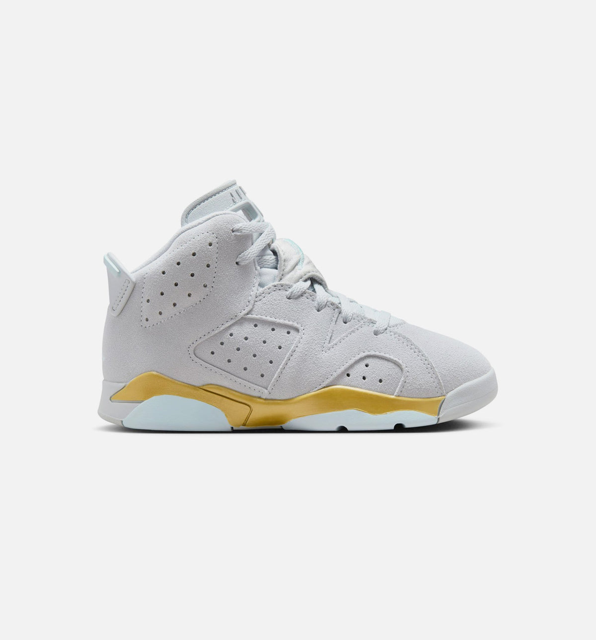 Air Jordan 6 Retro Pearl 小童运动鞋 - 纯铂白/冰川蓝/金属金