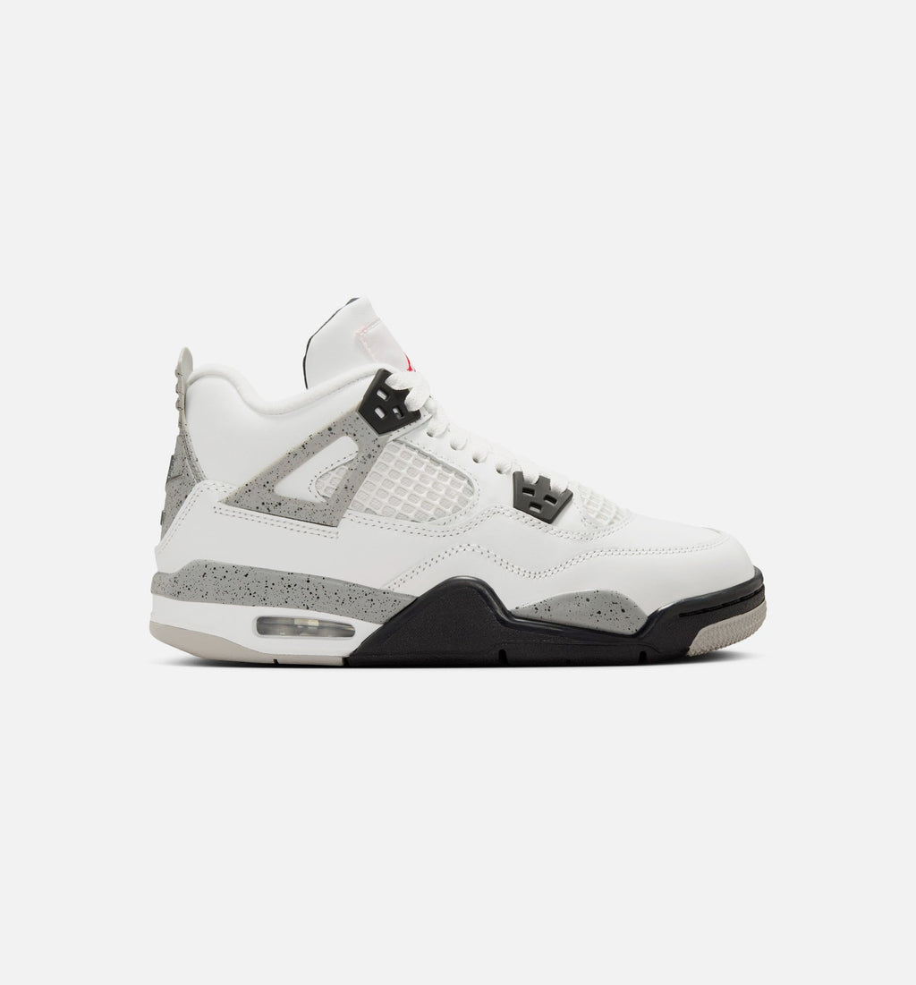 Air Jordan 4 Retro White Cement 大童运动鞋 - 白水泥灰/火焰红