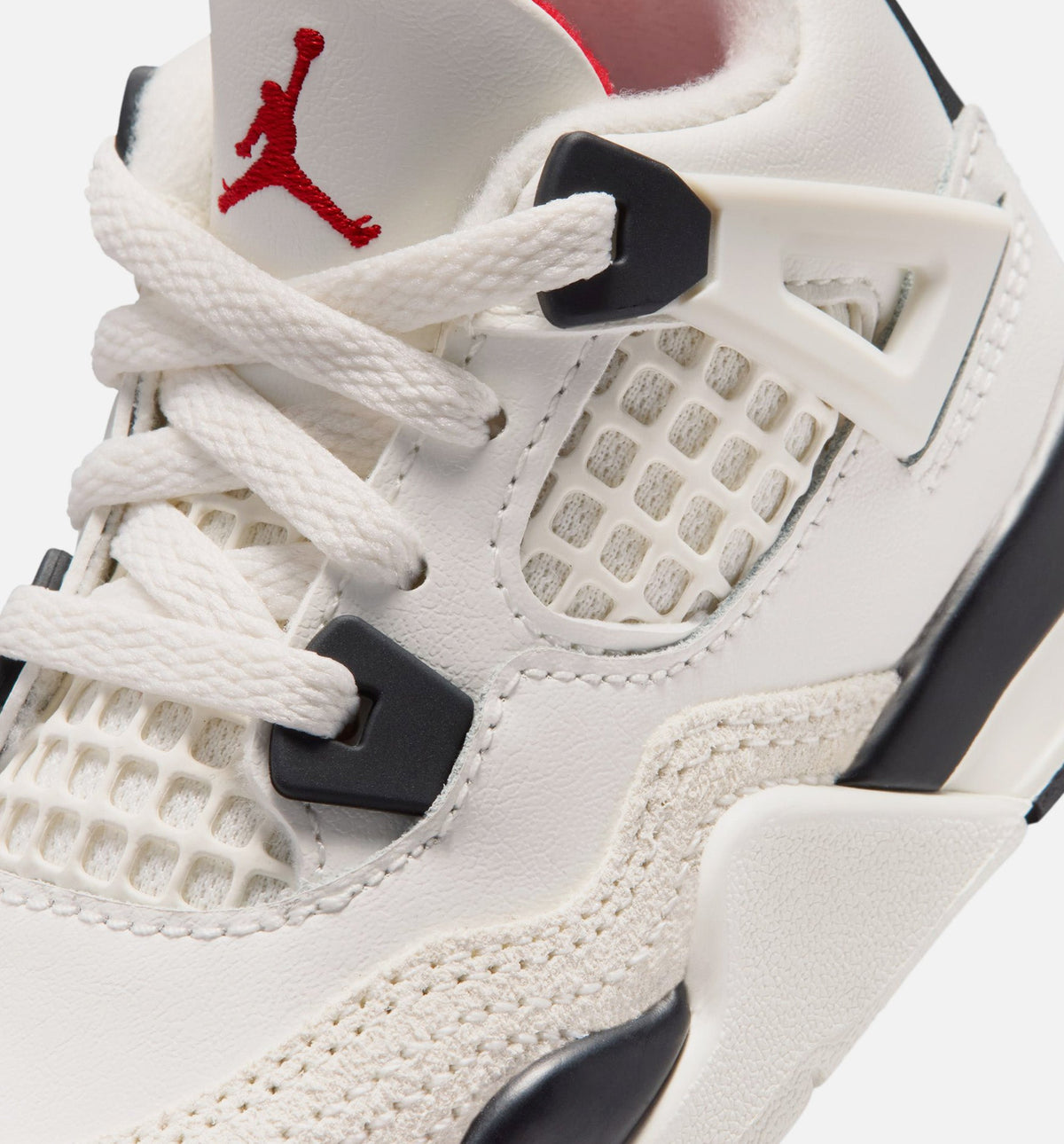 Air Jordan 4 Retro Flight Club 婴幼儿生活方式运动鞋 - 帆白/黑色/大学红