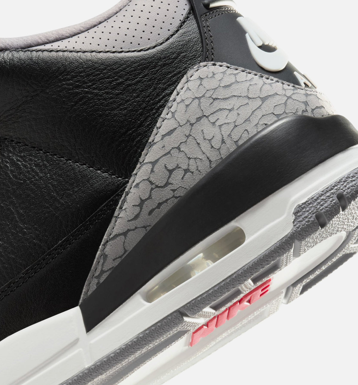 Air Jordan 3 Retro 男款复古运动鞋 - 黑色/火焰红/水泥灰/峰白（Black Cement）