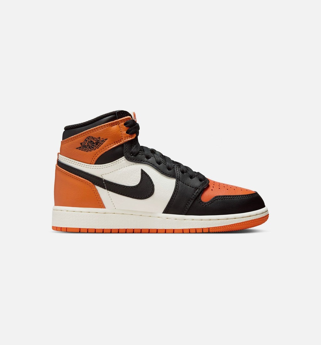 Air Jordan 1 Retro High OG 大童生活方式运动鞋 - 黑色/帆白/海星橙（Shattered Backboard）
