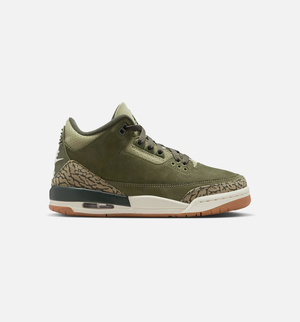 Air Jordan 3 Retro 大童生活方式运动鞋 - 中性橄榄绿/巪木/淡橄榄绿/帆白（Medium Olive）