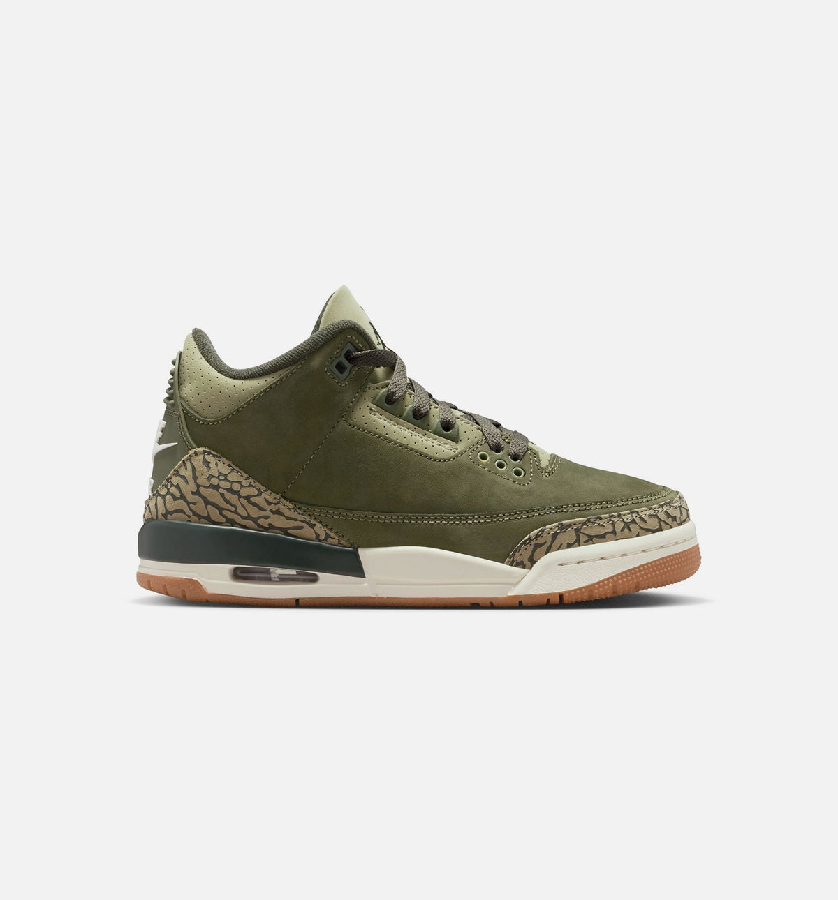 Air Jordan 3 Retro 大童生活方式运动鞋 - 中性橄榄绿/巪木/淡橄榄绿/帆白（Medium Olive）
