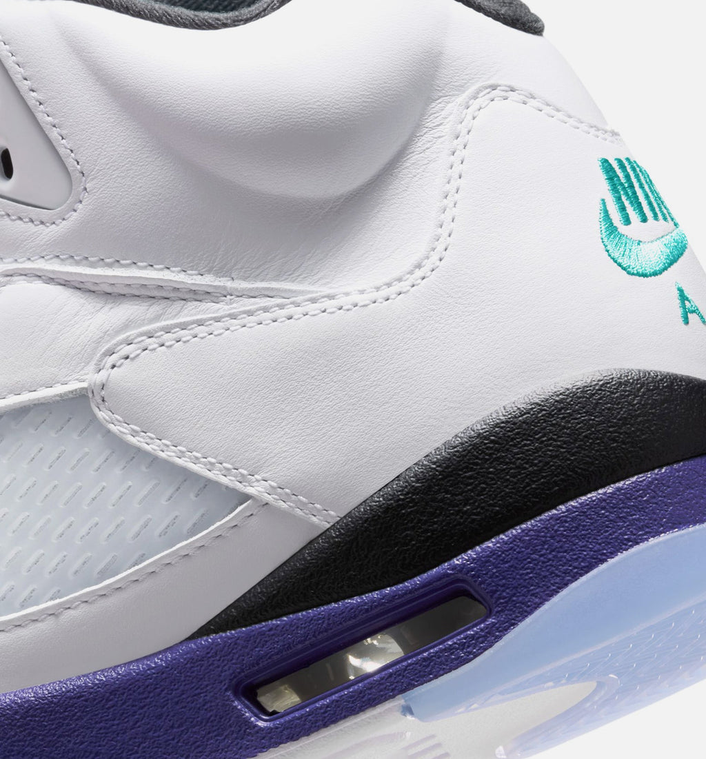 Air Jordan 5 Retro Grape 男子运动鞋 - 白/翡翠绿/葡萄紫