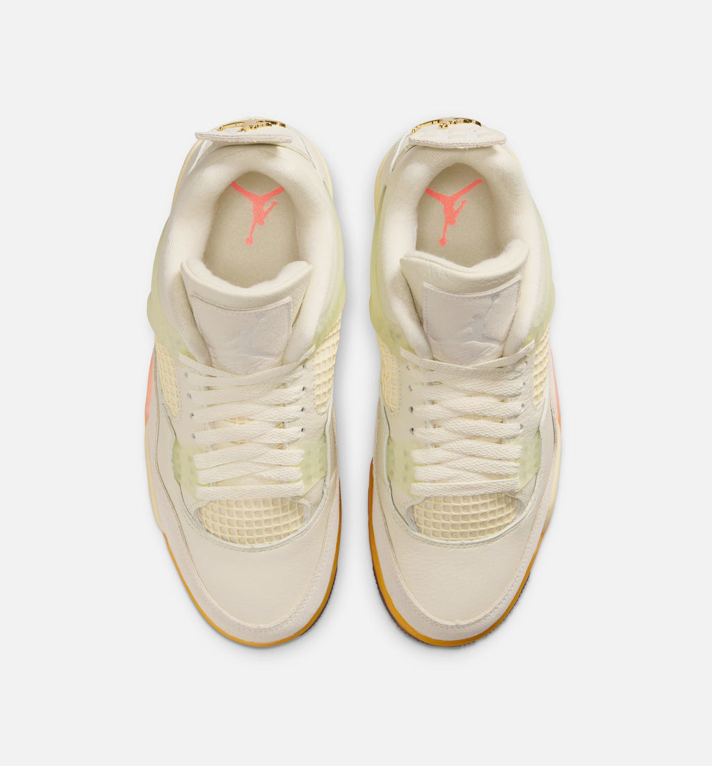 Air Jordan 4 Retro 女款生活方式运动鞋 - 椒子奶/金属金/细麻布/亮芒果橙/日晨橙/黑色（Birds of Paradise）