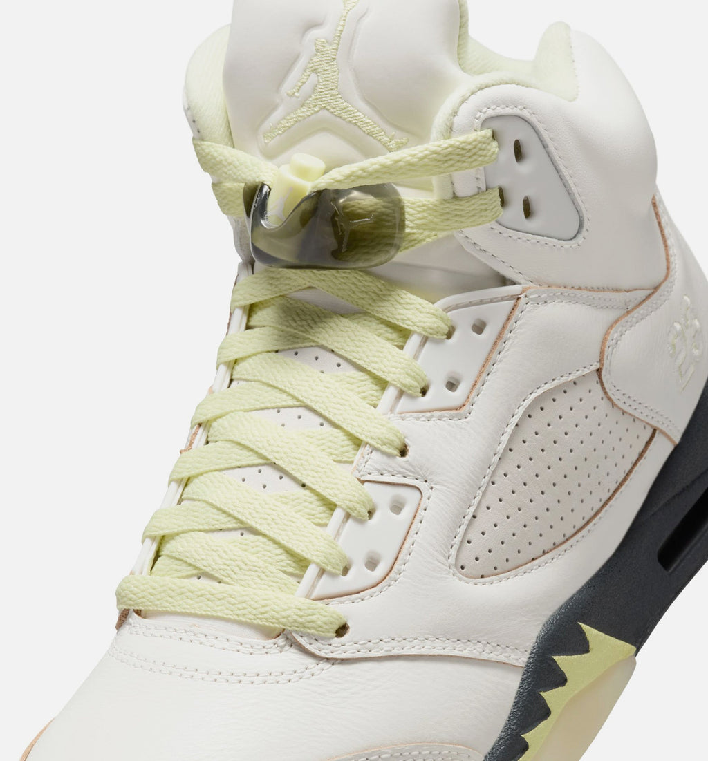 Air Jordan 5 Retro Luminous Green 女子运动鞋 - 帆白/荧光绿/熔岩灰