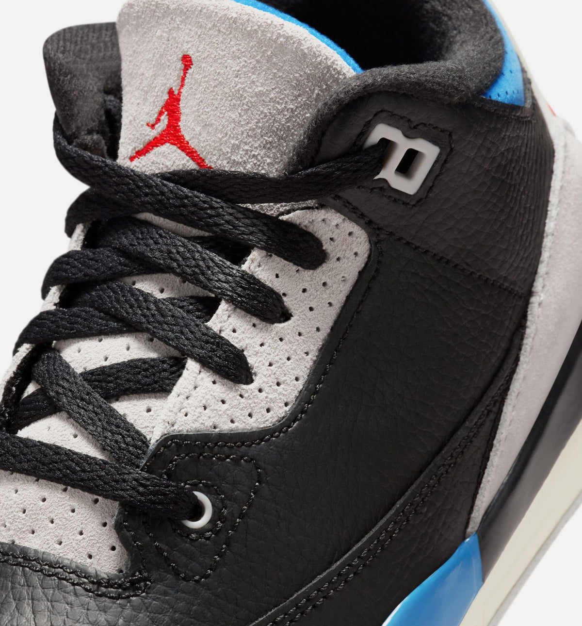 Air Jordan 3 Retro OG 学龄前儿生活方式运动鞋 - 黑色/智利红/中性灰（Rare Air）