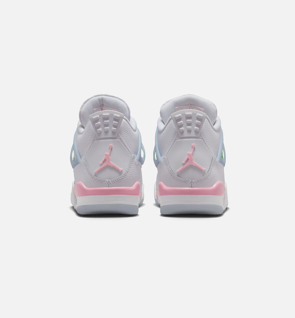 Air Jordan 4 Retro Medium Soft Pink 大童生活方式运动鞋 - 白色/柔粉/半蓝