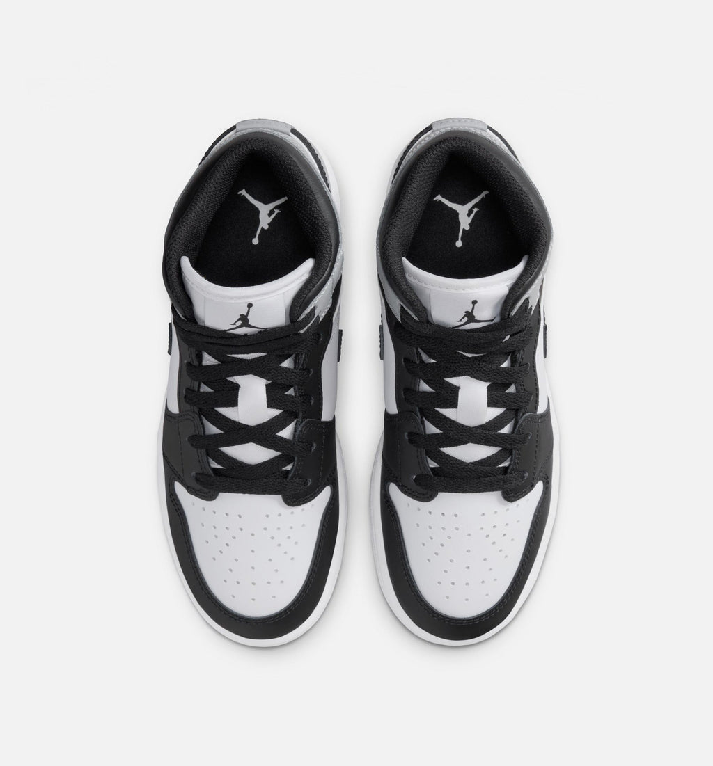 Air Jordan 1 Mid 青少年生活方式运动鞋 - 白/浅烟灰/黑