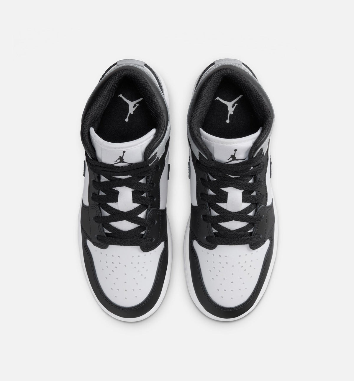 Air Jordan 1 Mid 青少年生活方式运动鞋 - 白/浅烟灰/黑