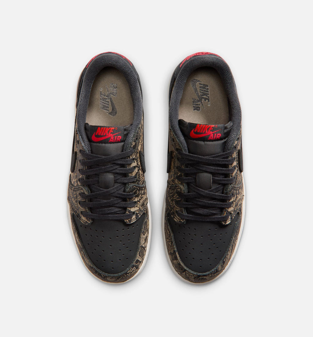 Air Jordan 1 Retro Low OG 大童生活方式运动鞋 - 黑色/大红/峰白（Laser Black And Varsity Red）