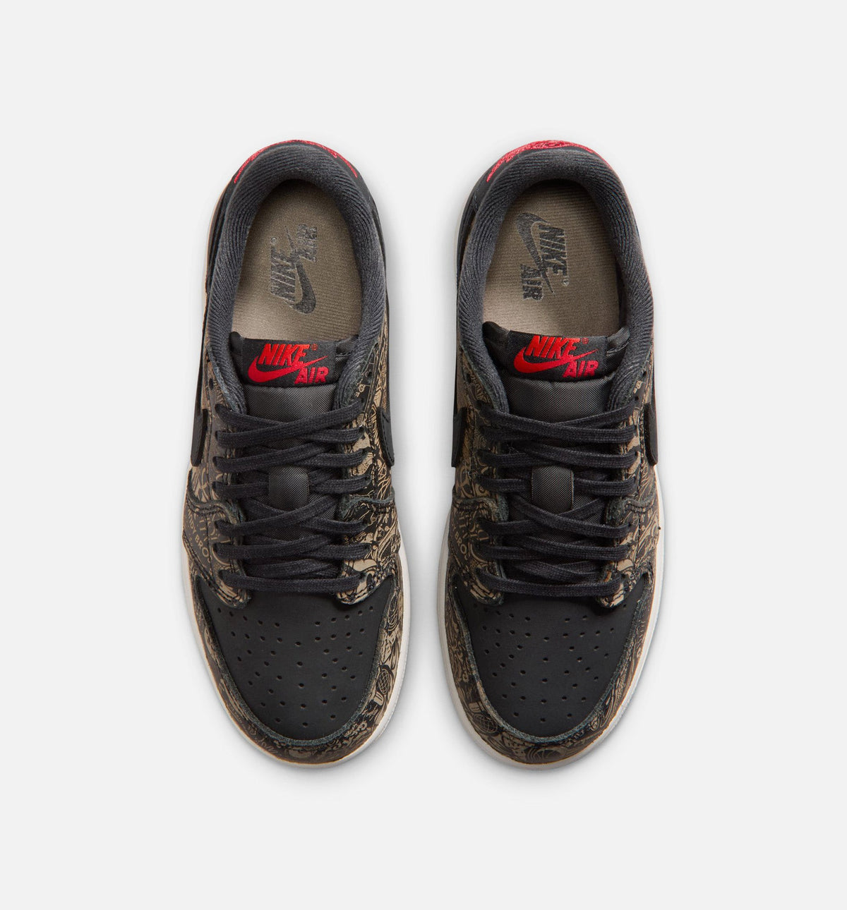 Air Jordan 1 Retro Low OG 大童生活方式运动鞋 - 黑色/大红/峰白（Laser Black And Varsity Red）