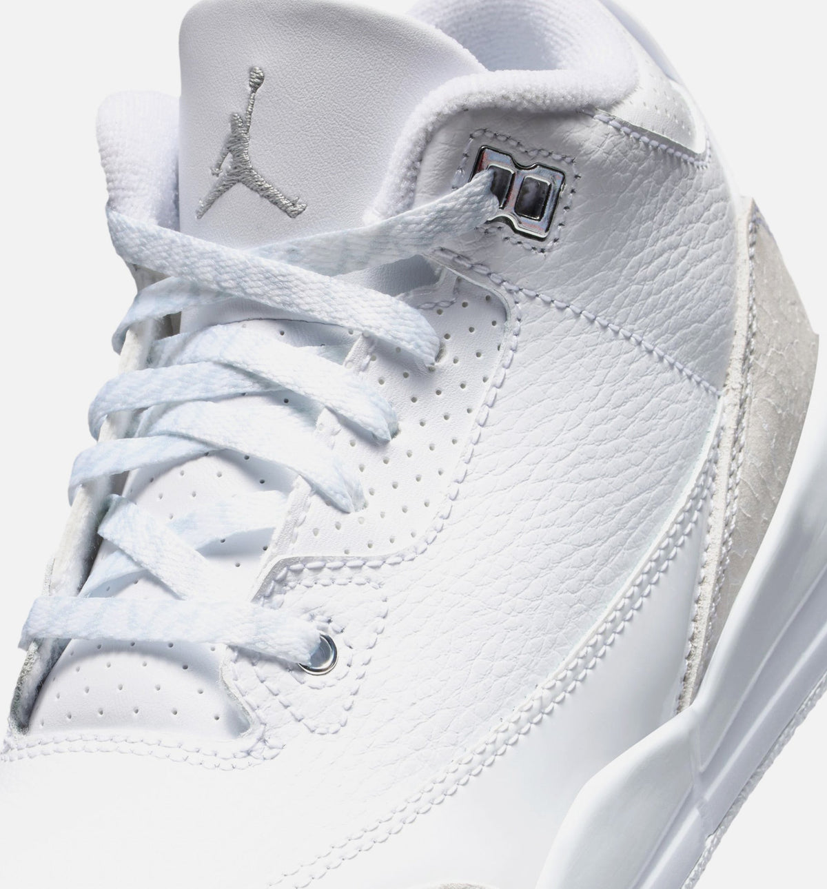 Air Jordan 3 Retro 学龄前儿生活方式运动鞋 - 白色/金属銀（White and Silver）