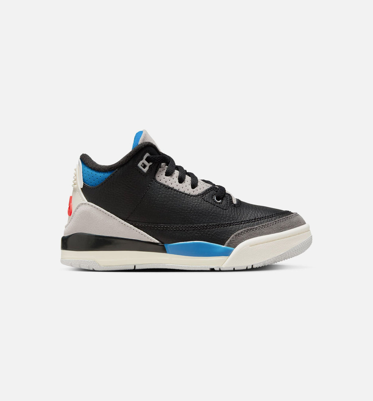 Air Jordan 3 Retro OG 学龄前儿生活方式运动鞋 - 黑色/智利红/中性灰（Rare Air）