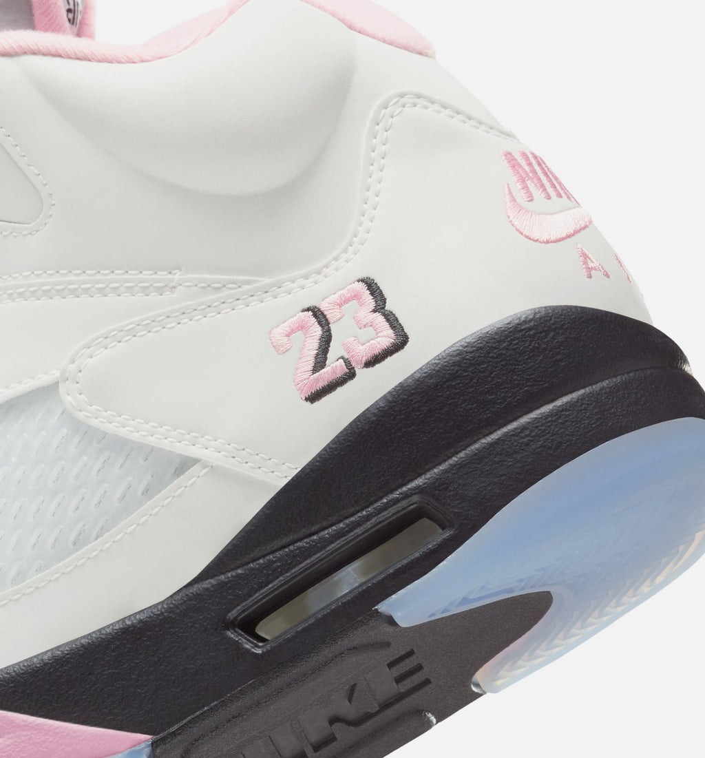 Air Jordan 5 Retro Medium Soft Pink 男子运动鞋 - 白/柔粉/黑