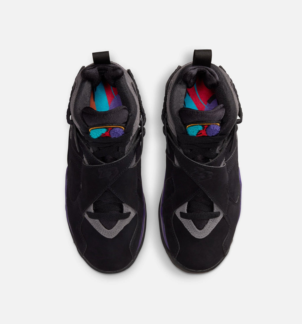 Air Jordan 8 Retro Aqua 大童运动鞋 - 黑/多彩/亮紫