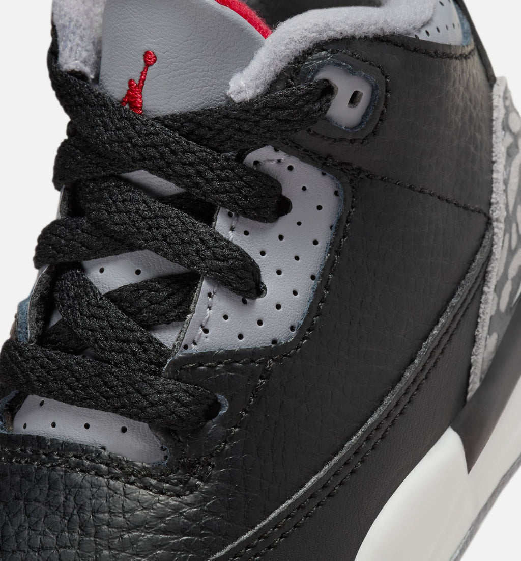 Air Jordan 3 Retro 婴幼儿生活方式运动鞋 - 黑色/火焰红/水泥灰/峰白（Black Cement）