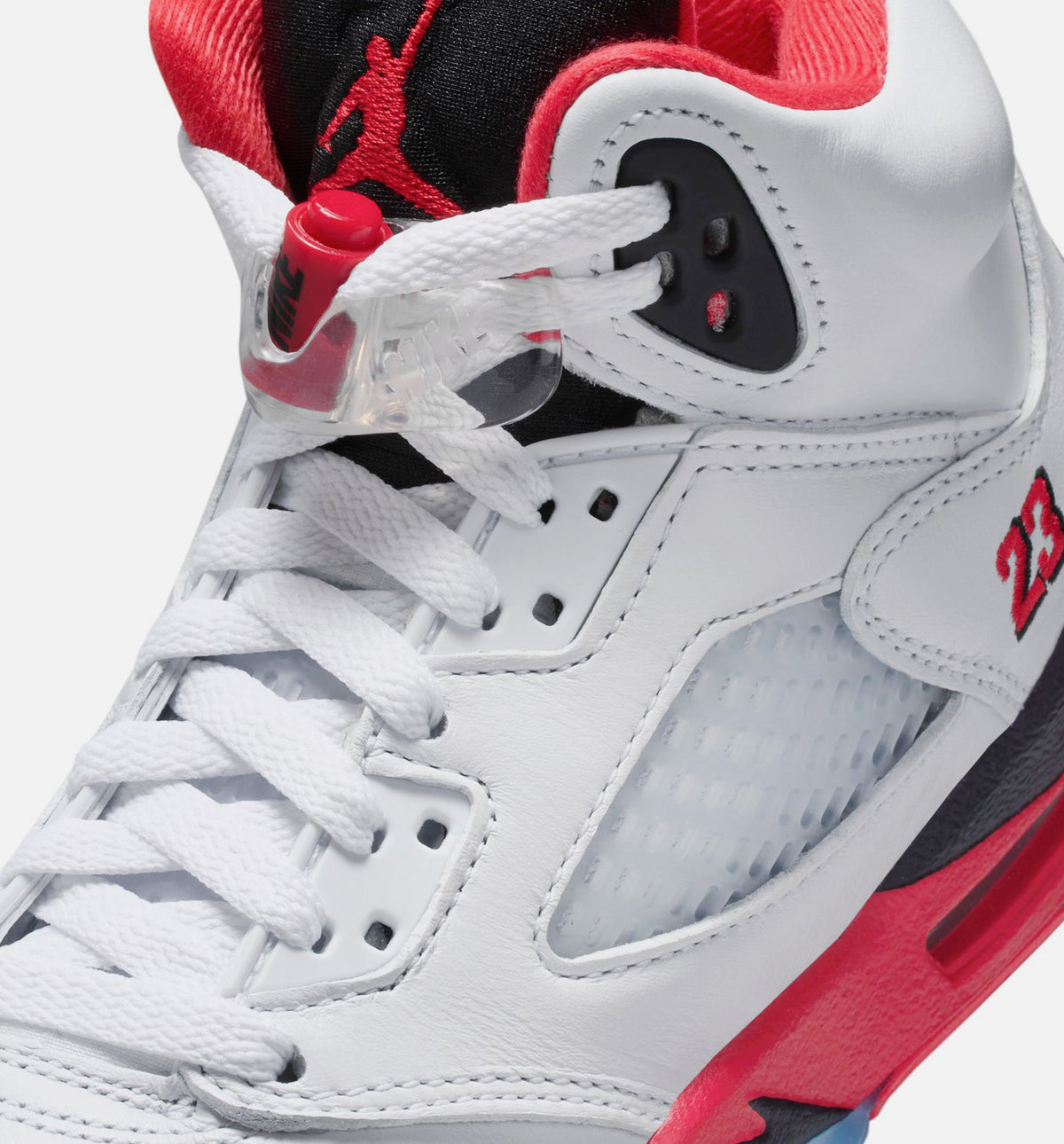 Air Jordan 5 Retro Fire Red 大童运动鞋 - 白/火焰红/黑