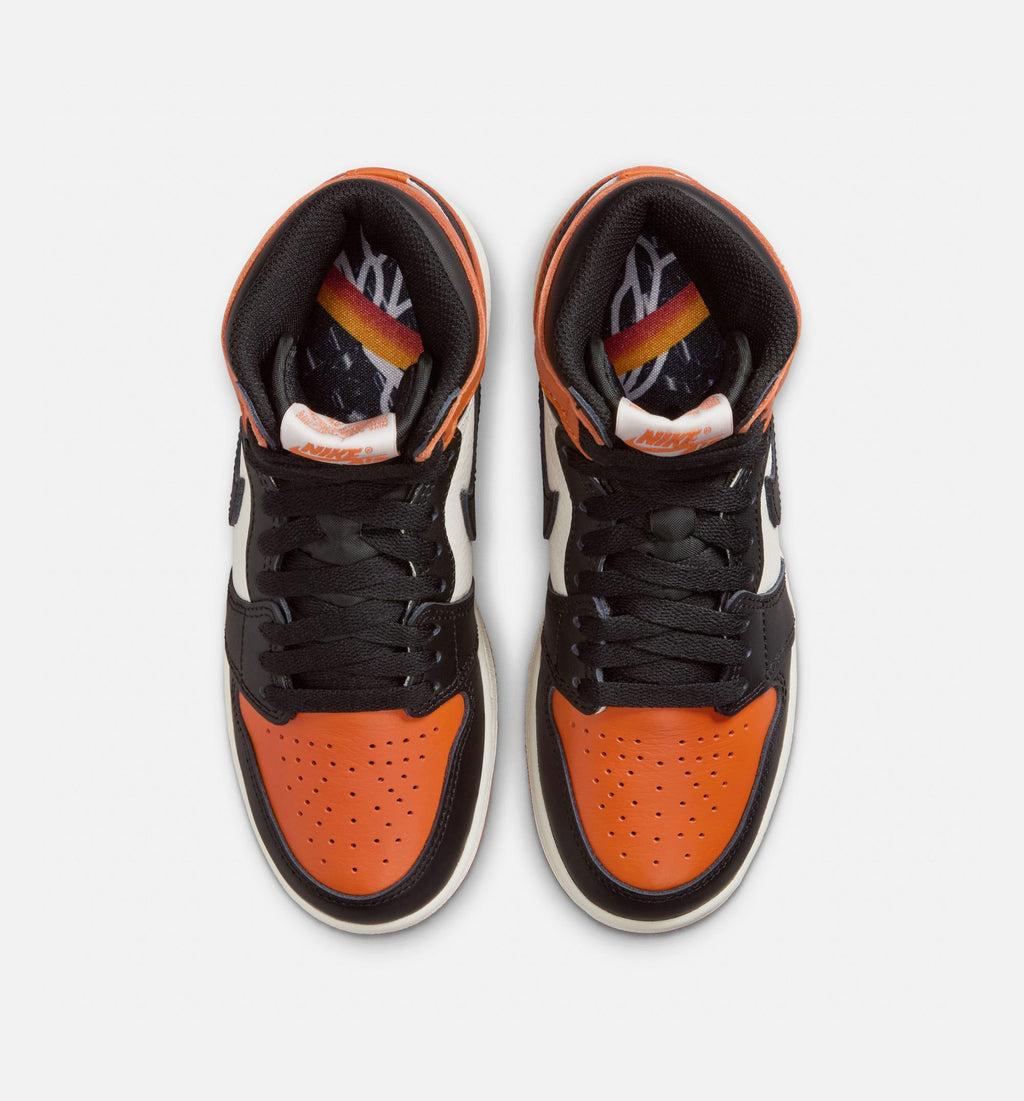 Air Jordan 1 Retro High OG 大童生活方式运动鞋 - 黑色/帆白/海星橙（Shattered Backboard）