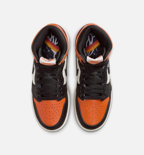 Air Jordan 1 Retro High OG 大童生活方式运动鞋 - 黑色/帆白/海星橙（Shattered Backboard）