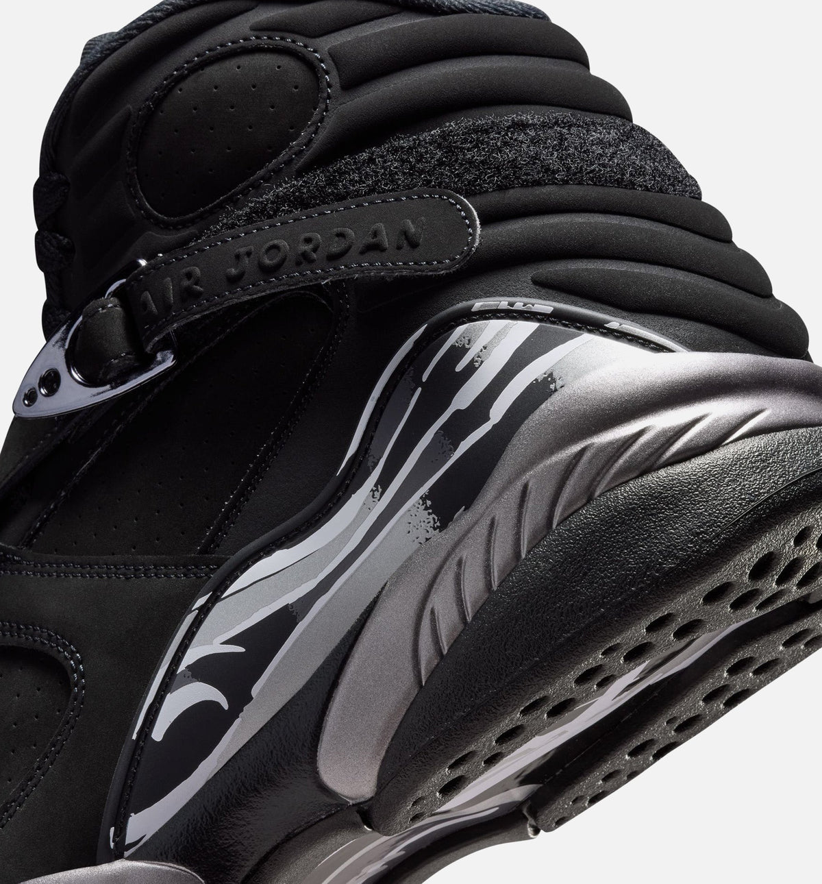 Air Jordan 8 Retro Chrome 男子运动鞋 - 黑/白/淡石墨灰