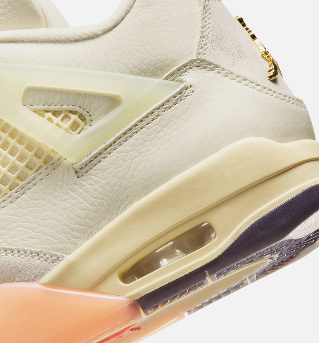 Air Jordan 4 Retro 女款生活方式运动鞋 - 椒子奶/金属金/细麻布/亮芒果橙/日晨橙/黑色（Birds of Paradise）