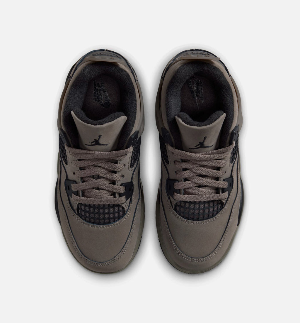 Air Jordan 4 Retro 学龄前儿生活方式运动鞋 - 洞石/黑色/月尘粒子（Cave Stone And Black）
