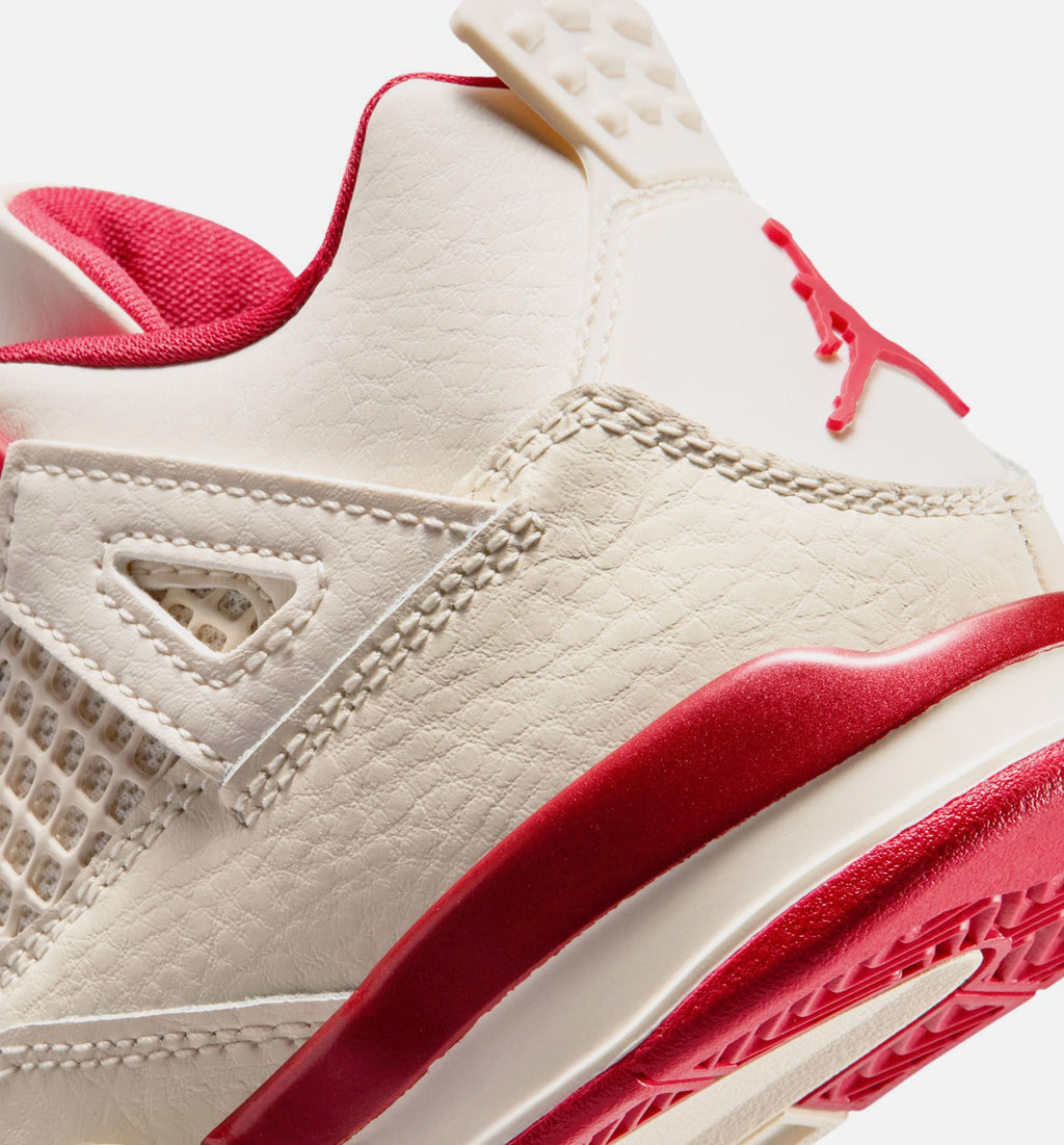 Air Jordan 4 Retro Valentine's Day Preschool 生活方式运动鞋｜Pale Ivory/Sierra Red/Tough Red