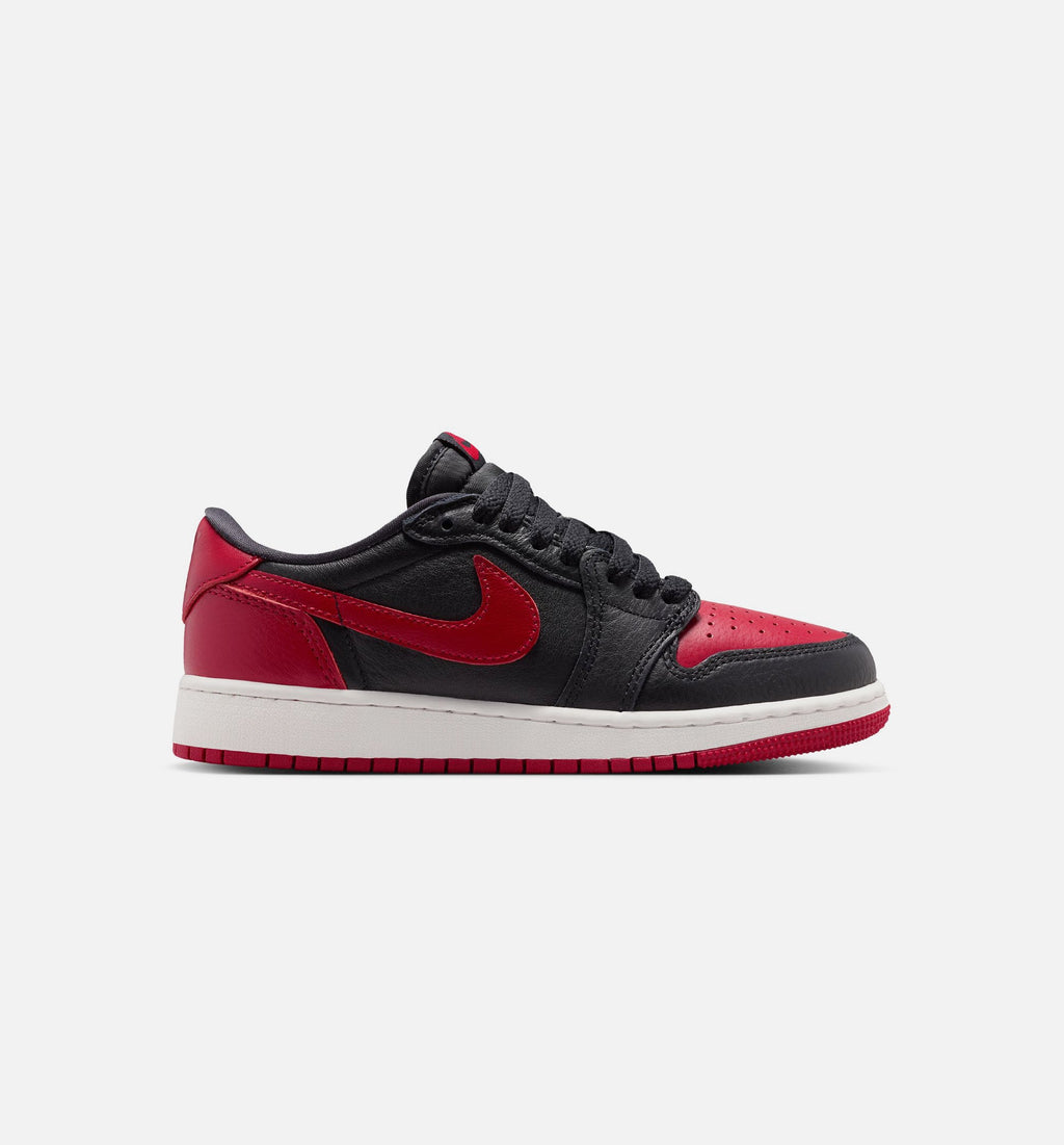 Air Jordan 1 Retro Low OG 大童生活方式运动鞋 - 黑色/大红/峰白（Banned）