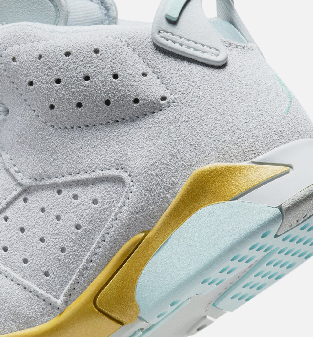 Air Jordan 6 Retro Pearl 小童运动鞋 - 纯铂白/冰川蓝/金属金