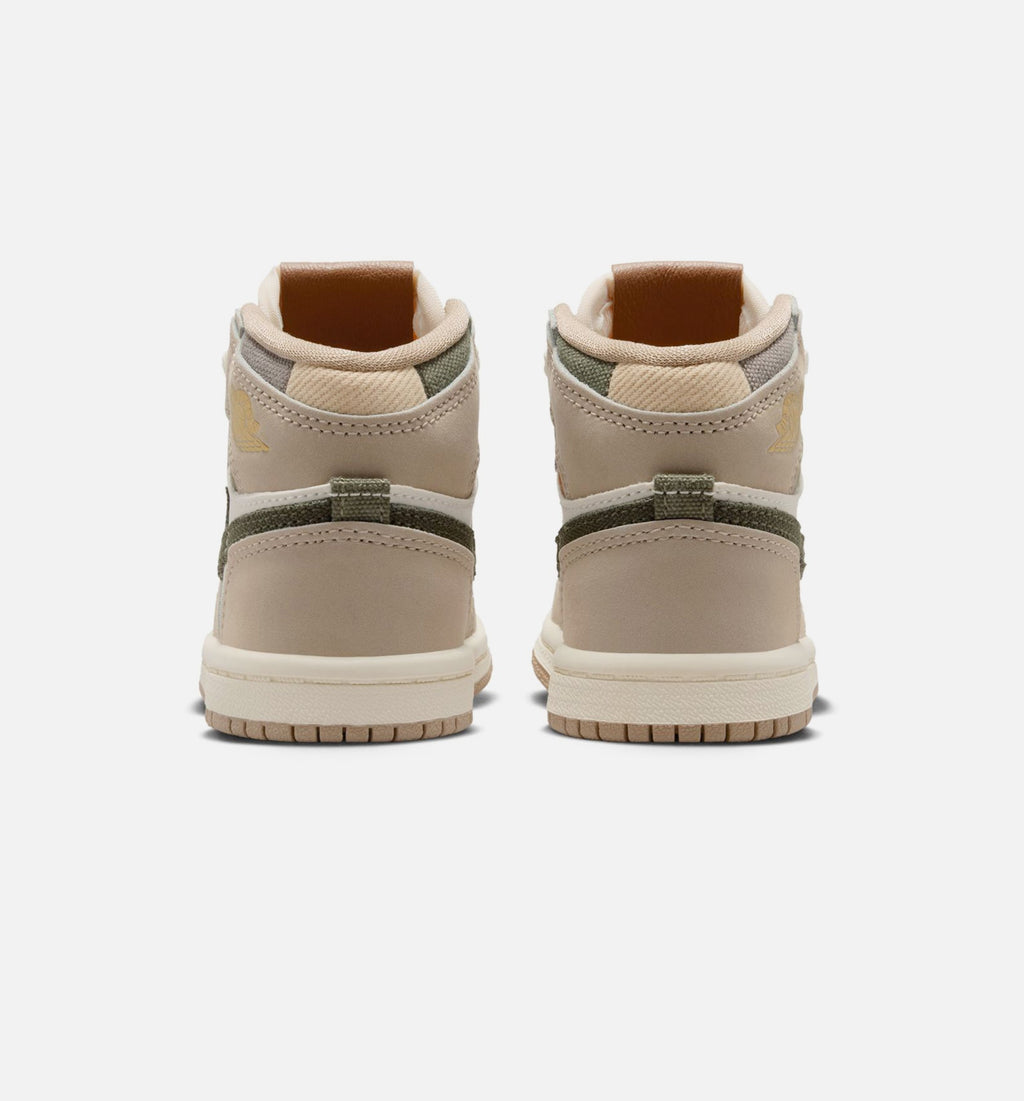 Air Jordan 1 Retro High OG 婴幼儿生活方式运动鞋 - 卡奈色/帆白/橘芒山白/货运卡奈（Khaki）