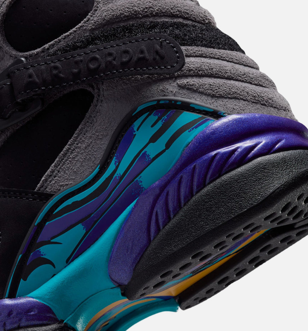Air Jordan 8 Retro Aqua 大童运动鞋 - 黑/多彩/亮紫