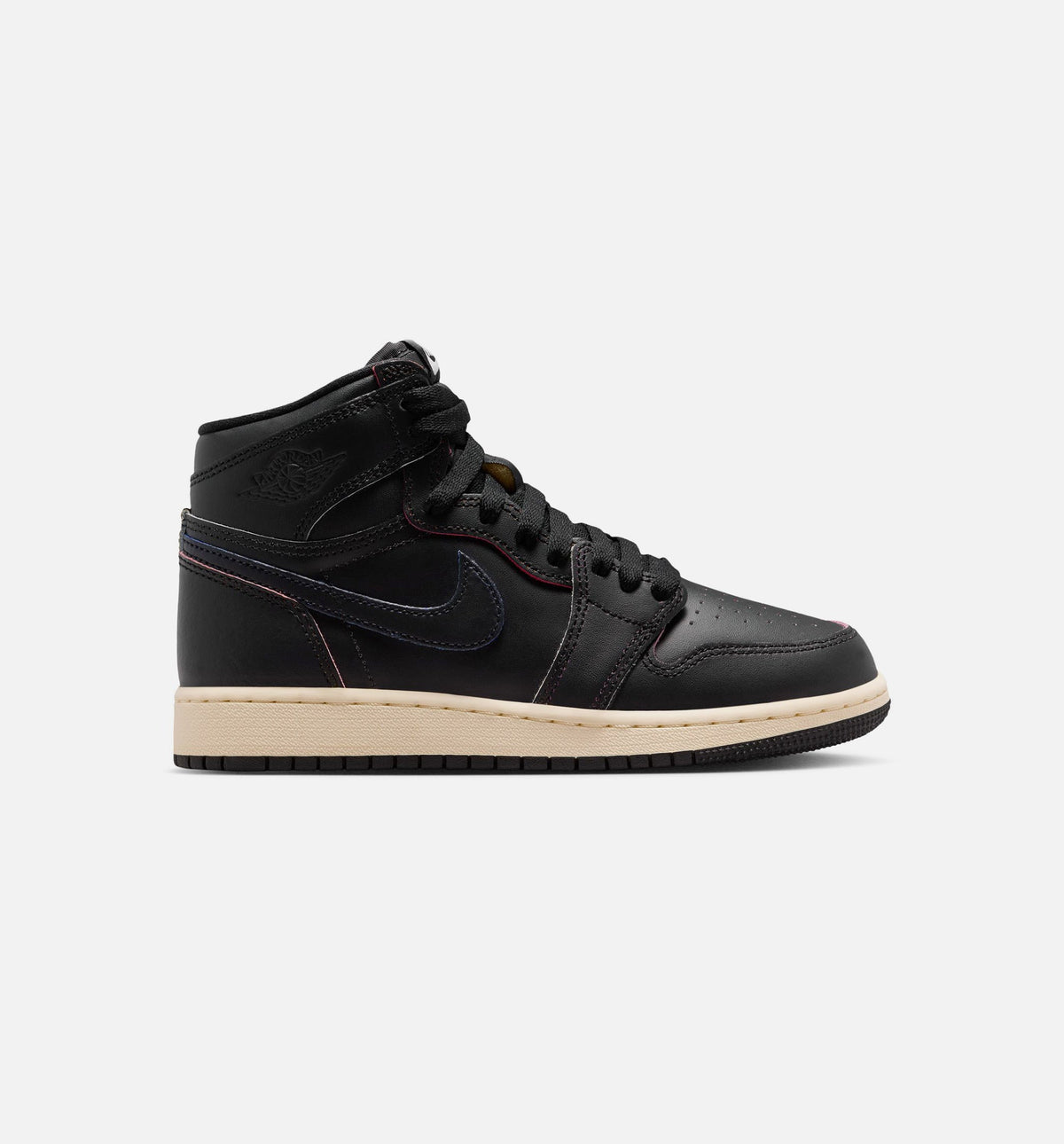 Air Jordan 1 Retro High OG 大童生活方式运动鞋 - 黑色/黑色/浅米色