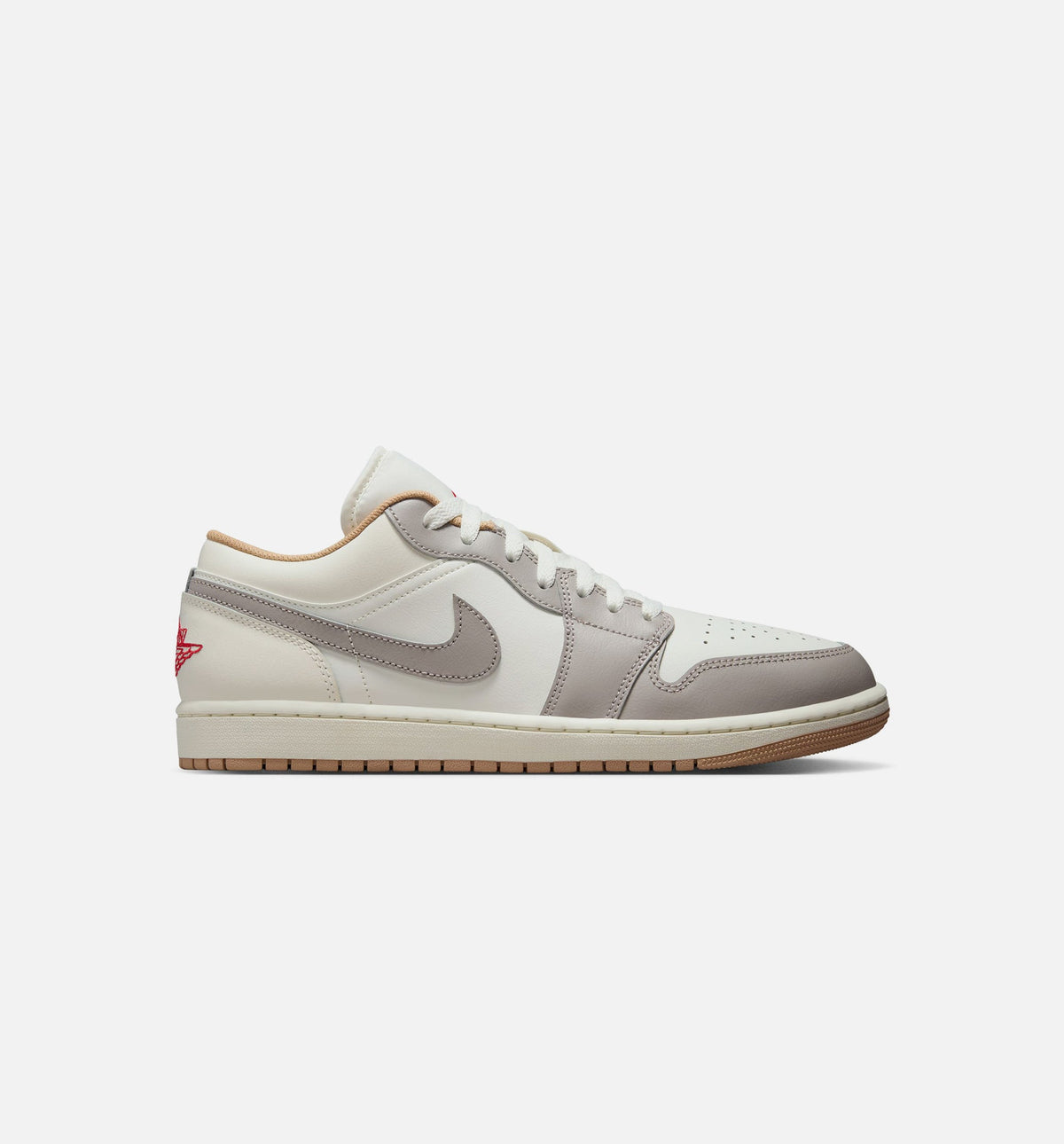 Air Jordan 1 Low 男款生活方式运动鞋 - 帆布白/火焰红/学院灰/麦秆