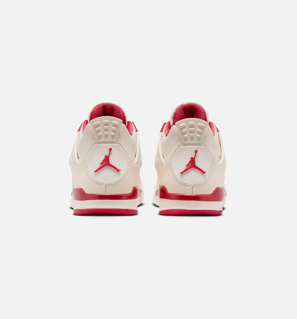 Air Jordan 4 Retro Valentine's Day Preschool 生活方式运动鞋｜Pale Ivory/Sierra Red/Tough Red