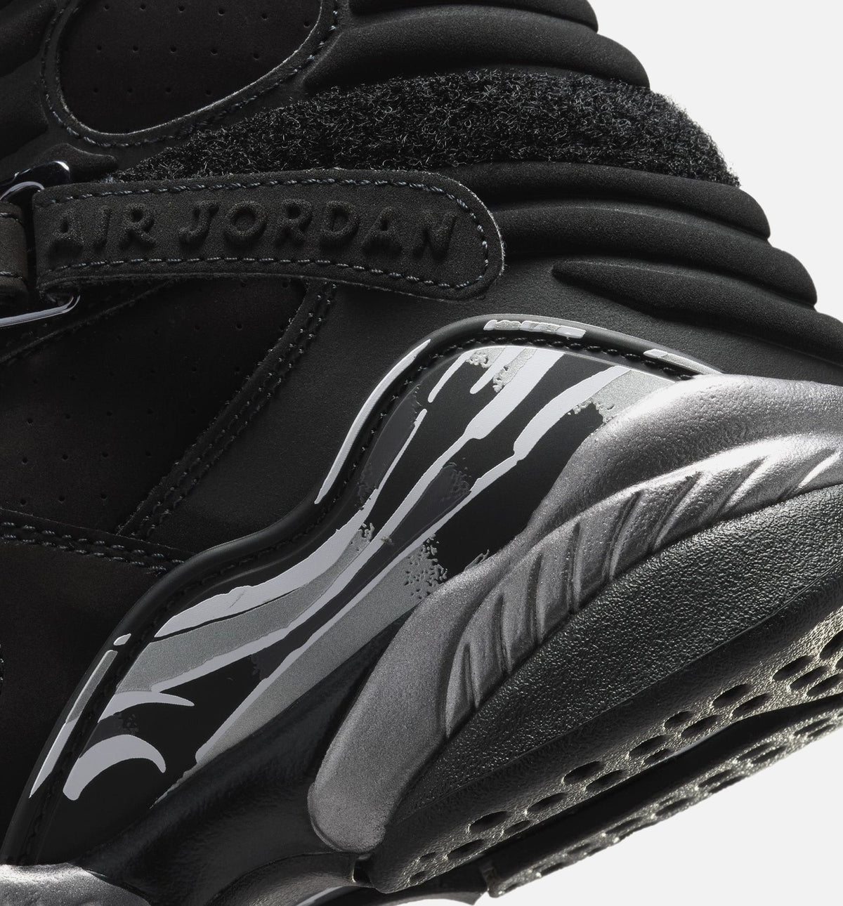 Air Jordan 8 Retro Chrome 大童运动鞋 - 黑/白/淡石墨灰