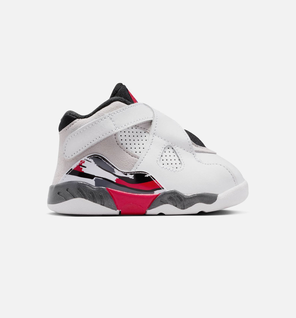 Air Jordan 8 Retro White and True Red 婴幼童运动鞋 - 白/黑/真红