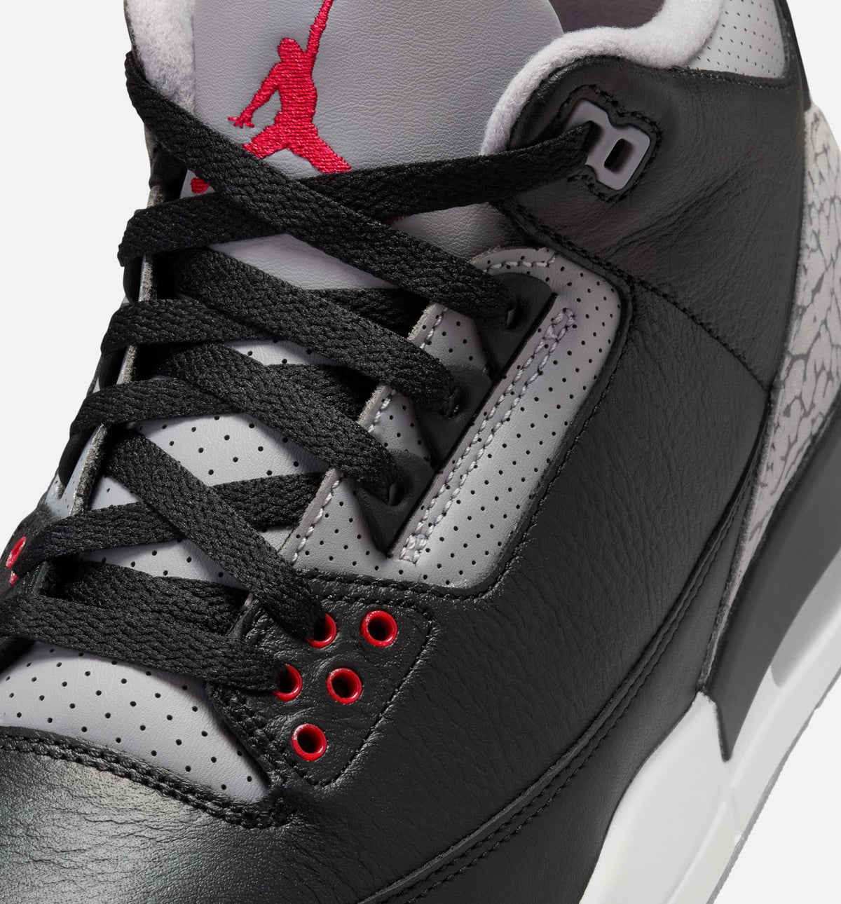 Air Jordan 3 Retro 男款复古运动鞋 - 黑色/火焰红/水泥灰/峰白（Black Cement）