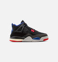 Air Jordan 4 Retro Rare Air 学前生活方式运动鞋 - 黑色/火红/深皇家蓝