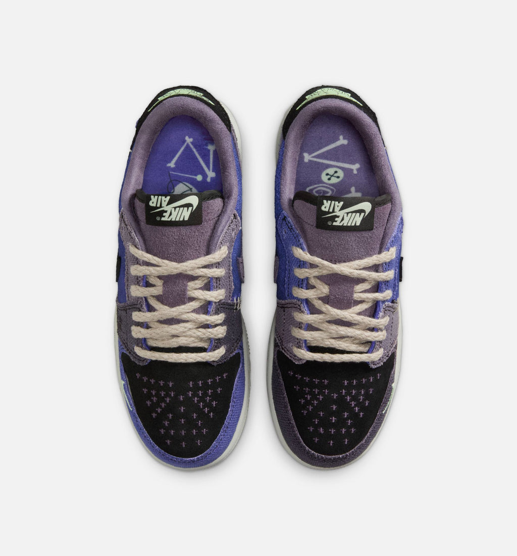 Air Jordan 1 Low OG 青少年生活方式运动鞋 - 皇室紫/蒸汽綦/黑/深葡萄色/曙光/浅銀