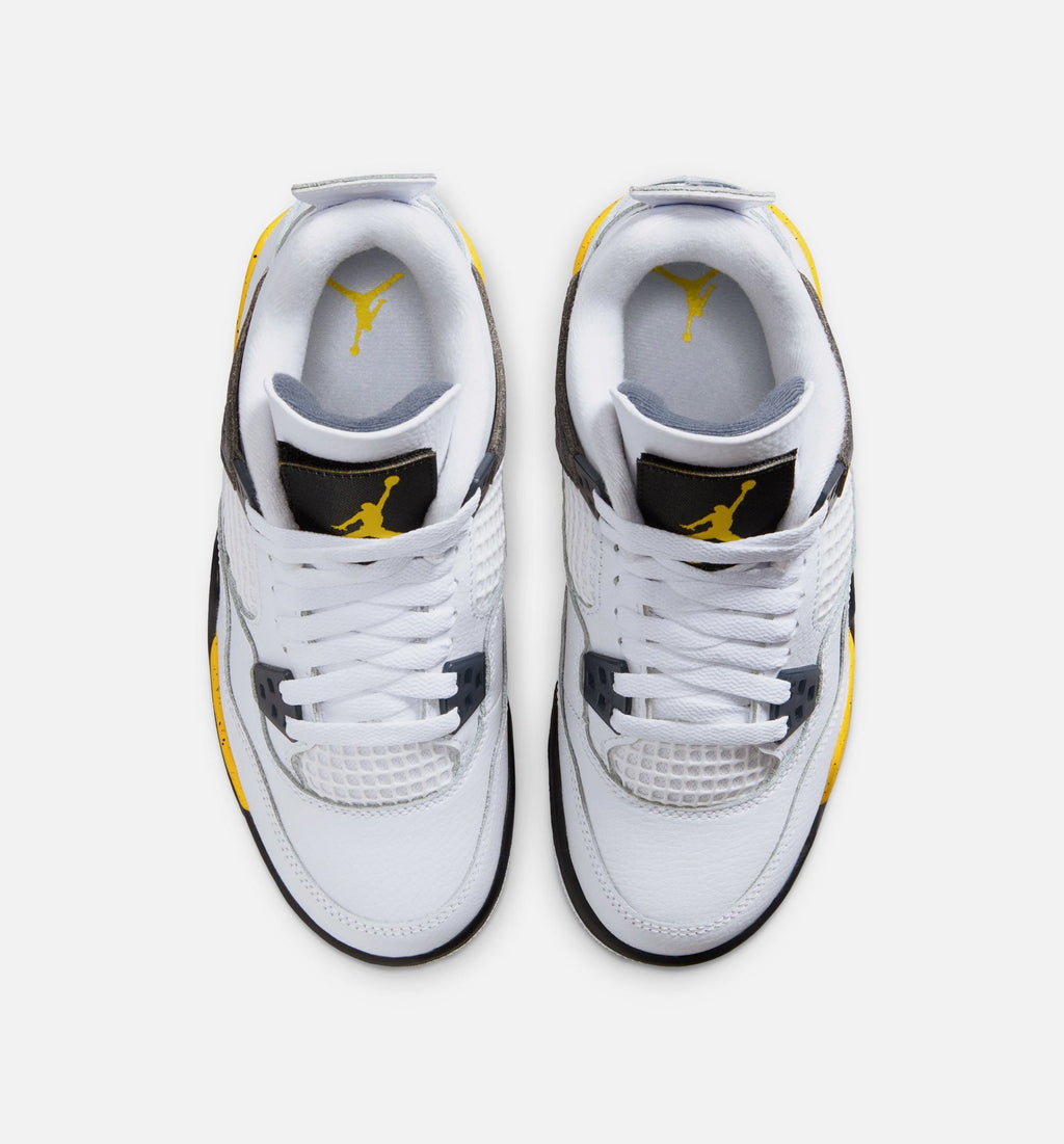 Air Jordan 4 Retro Rare Air Tour Yellow 大童生活方式运动鞋 - 白色/深蓝灰/黑色/巡回黄