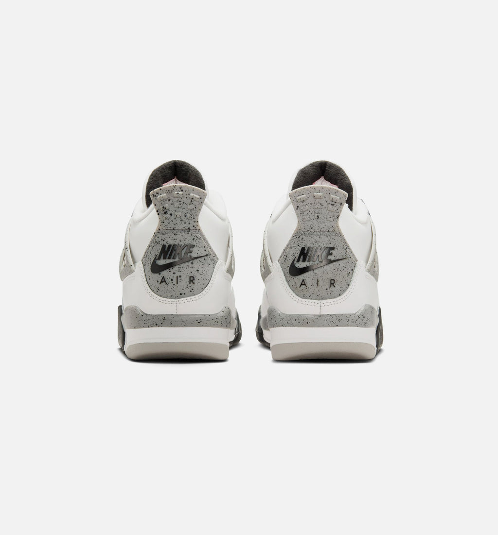 Air Jordan 4 Retro White Cement 大童运动鞋 - 白水泥灰/火焰红