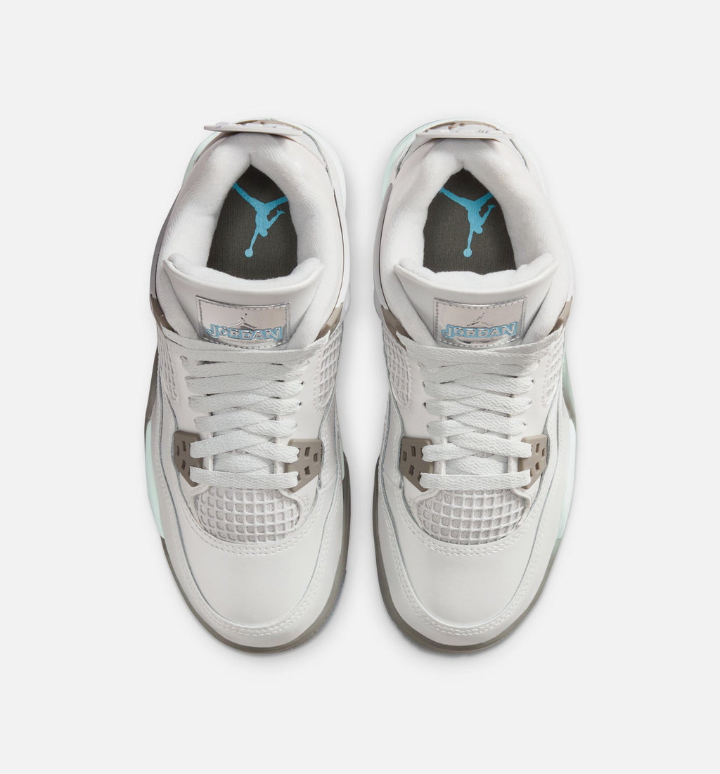 Air Jordan 4 Retro 大童生活方式运动鞋 - 光子尘/蓝霖/平展钓/白色/蓝色微小（Blue Chill）