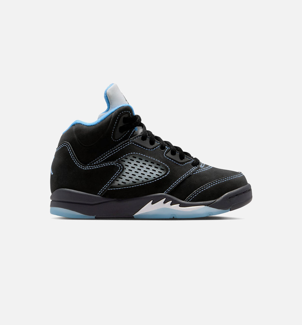 Air Jordan 5 Retro Black Carolina 小童运动鞋 - 黑/大学蓝/白